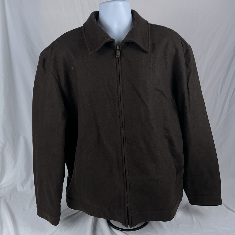 Y2K Old Navy Men's XXL 2X Wool Blend Jacket Black Charcoal Zip Up Quilted Lining